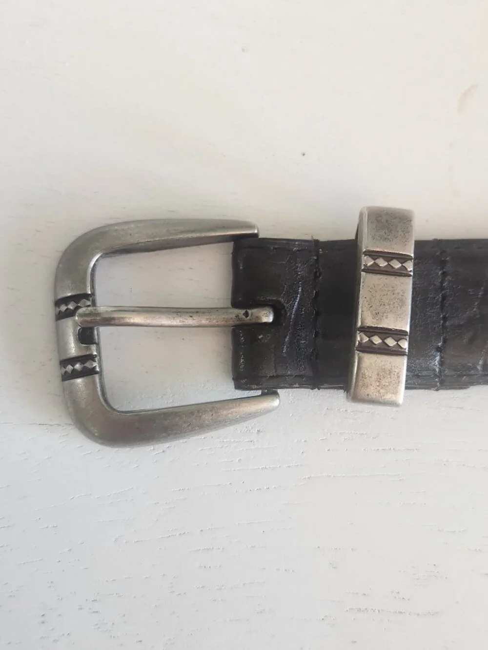 Vintage Imported Italian Leather w/Silver Concho Black Golf Belt | fits 37
